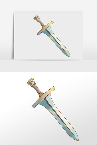 手绘兵器战斗武器宝刀插画