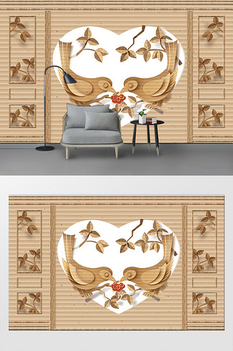 现代简约剪纸花卉客厅沙发背景装饰画图片