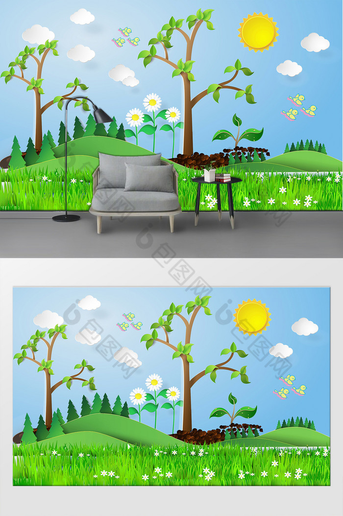 森林草地绿野仙踪主题背景图片