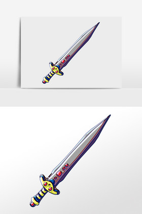 手绘兵器武器锋利宝剑刀插画图片
