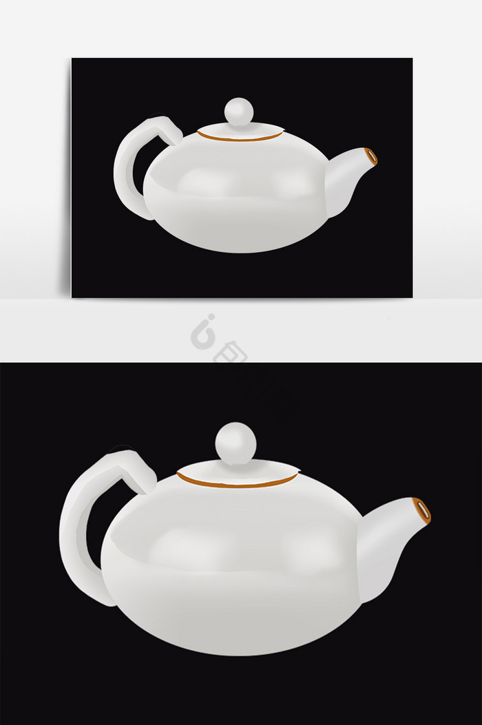 瓷器茶具茶壶插画图片
