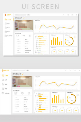 灰色简约房产中介数据可视化界面