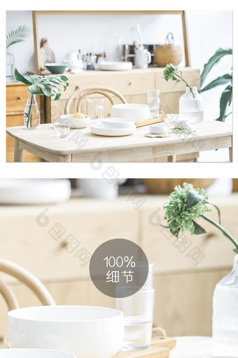 日式清新家居餐厅餐桌餐具静物摄影图片01图片