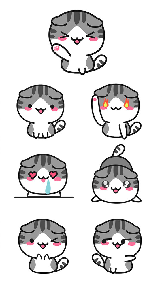 可爱卡通动物折耳猫小猫动态表情包gif图片