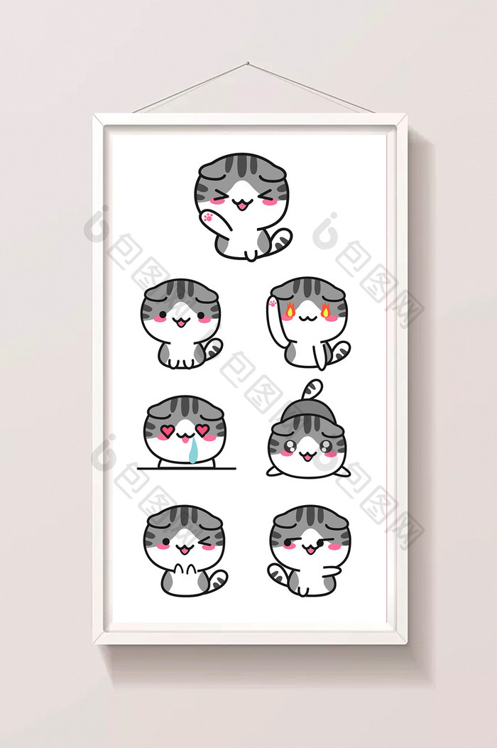 可爱卡通动物折耳猫小猫动态表情包gif