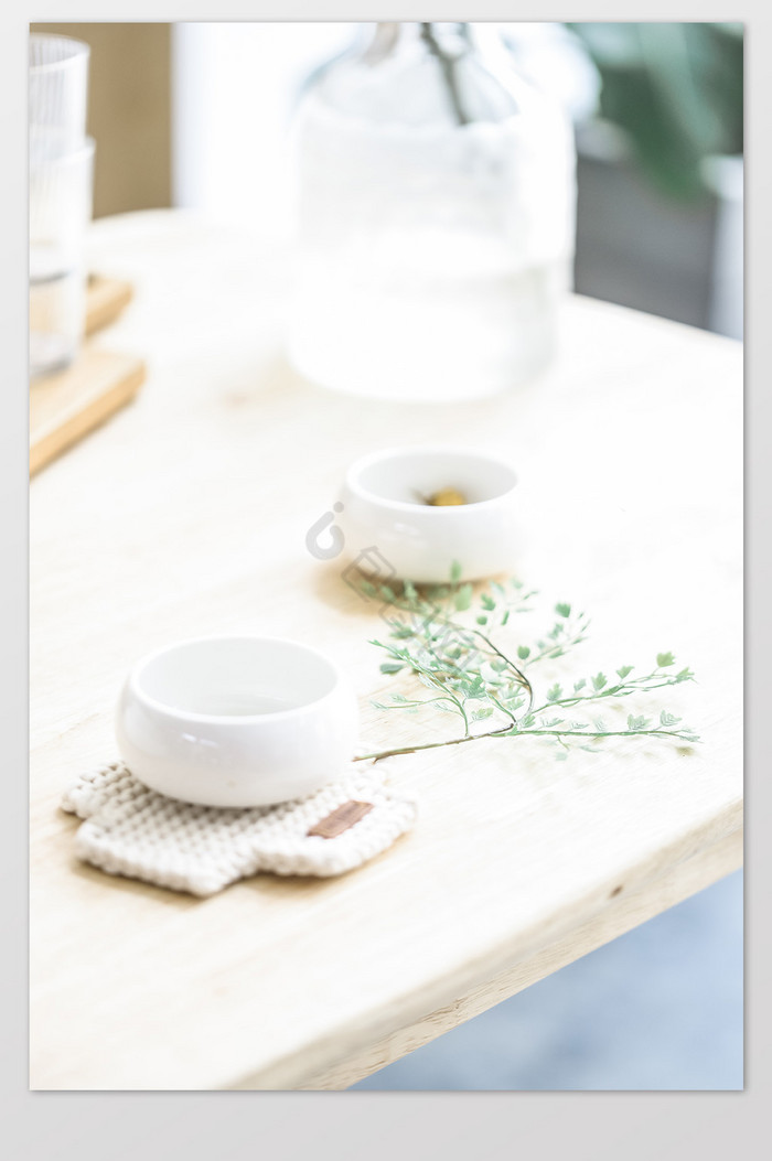 日式清新家居餐桌餐具绿植静物摄影图片23