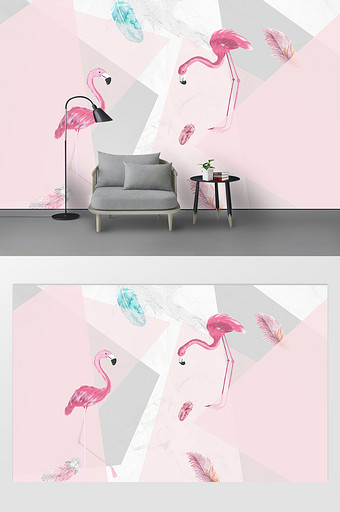 现代简约粉色几何北欧风背景墙图片