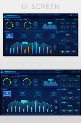 蓝色科技大数据可视化UI网页界面展示平台