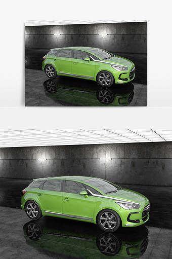 C4D模型浅绿家用轿车默认渲染器图片