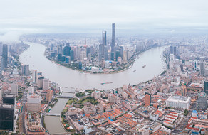 苏州河黄浦江陆家嘴航拍摄影图图片