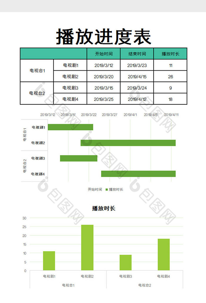 播放进度表excel模板