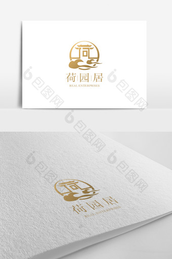 中式高端大气地产院子logo设计模板图片