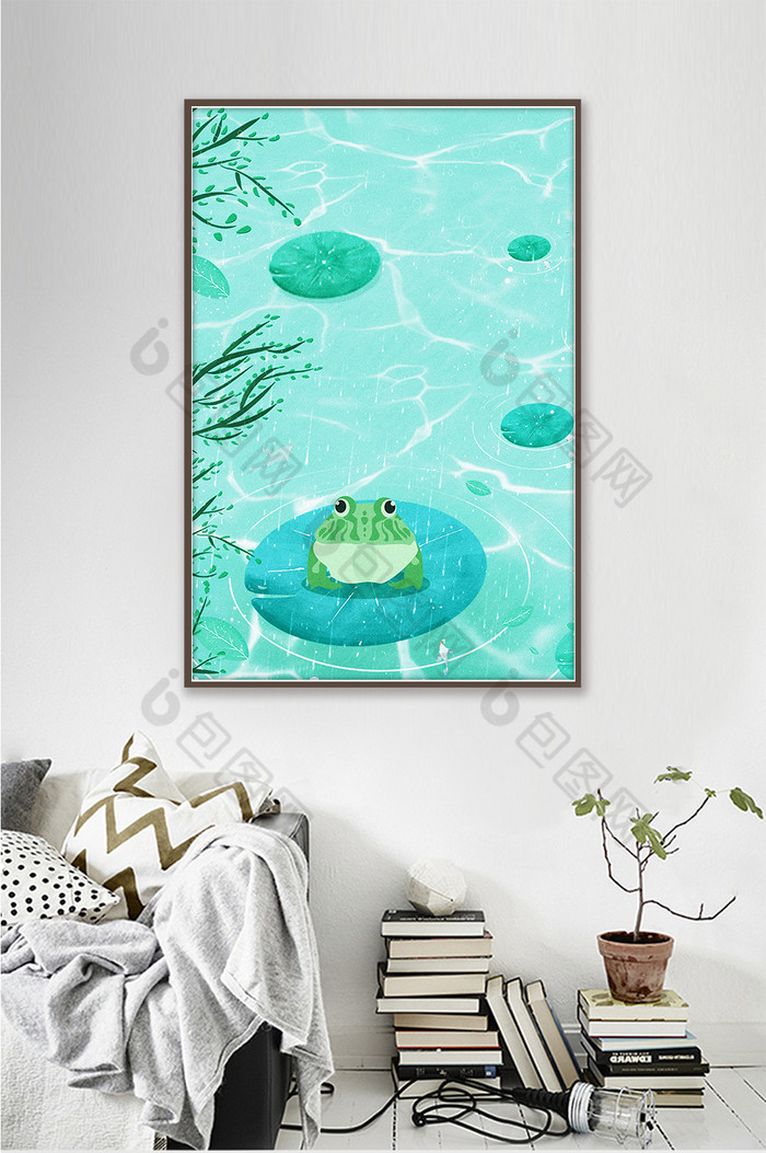 清新池塘青蛙装饰画图片图片