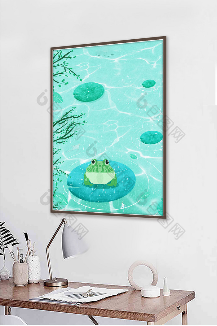 清新池塘青蛙装饰画
