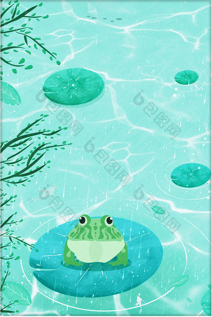 清新池塘青蛙装饰画