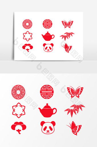 红色中国风图案设计元素图片