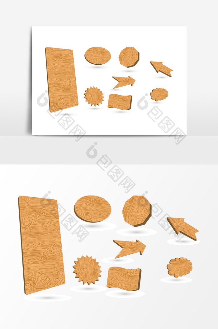 手绘木质信息框设计元素