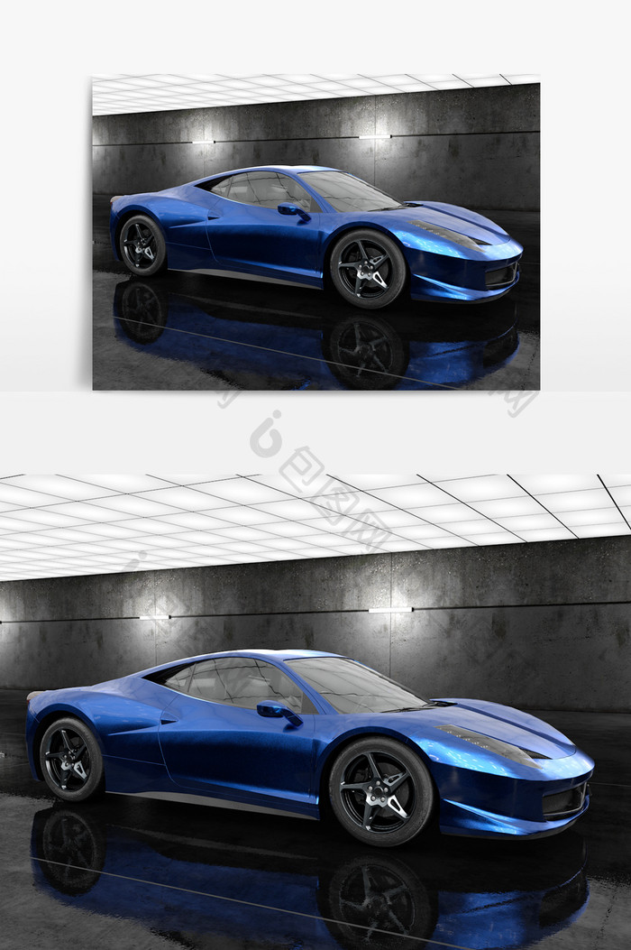 C4D模型蓝色超跑默认渲染器