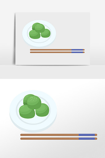 手绘清明节糍粑青团食物插画