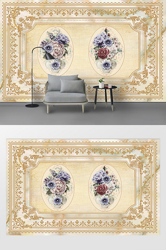 新现代欧式花纹花卉浮雕背景墙图片