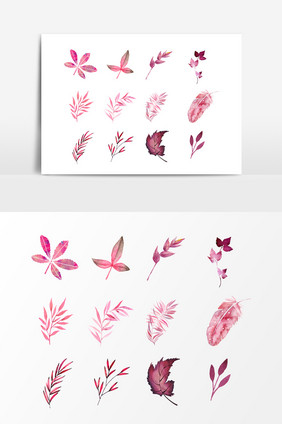 粉色植物叶片设计元素