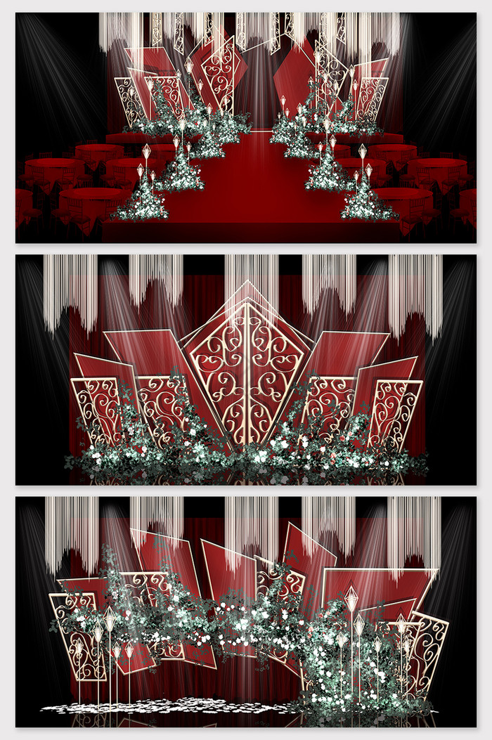 红色简约欧式婚礼效果图图片