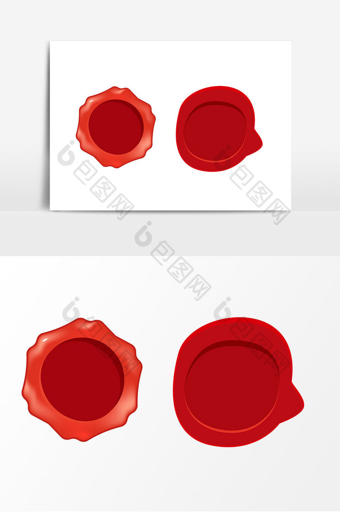 手绘红色蜡封矢量元素