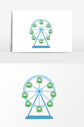 手绘卡通游乐园摩天轮元素