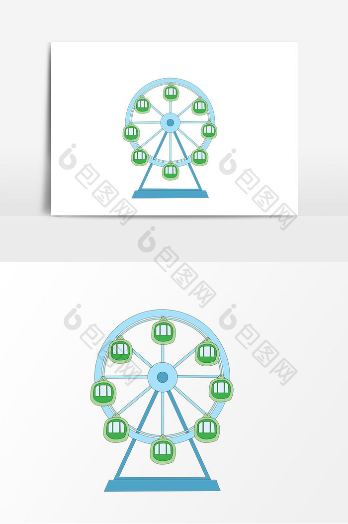 手绘卡通游乐园摩天轮元素