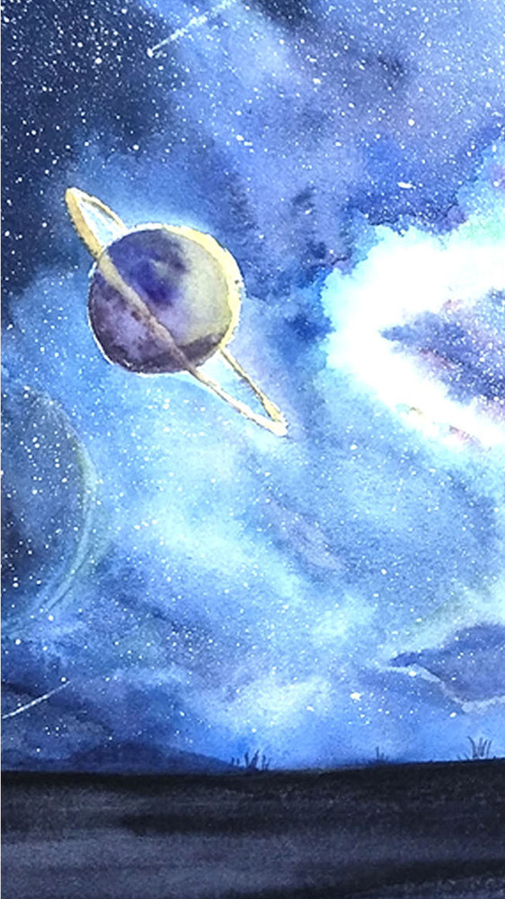 唯美夜色星空宇宙流星插gif画图片