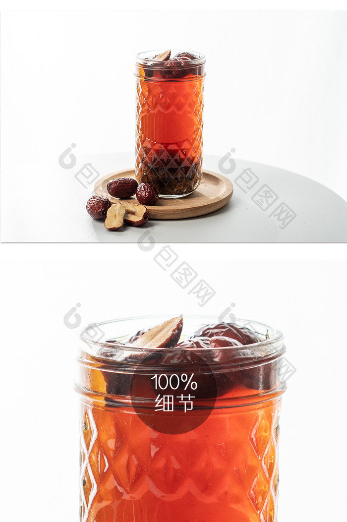 红枣茶热饮摄影图片