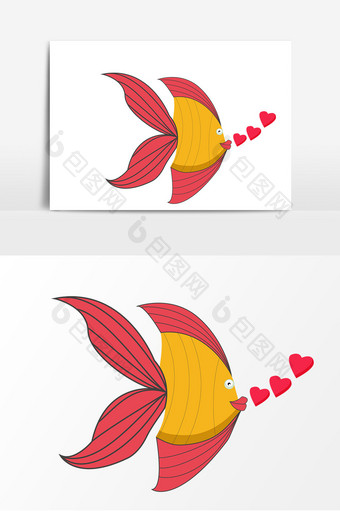 手绘卡通小鱼矢量元素设计图片