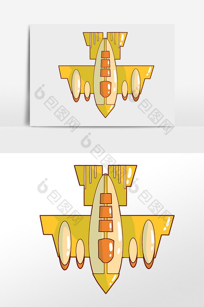 手绘交通工具卡通黄色飞机插画