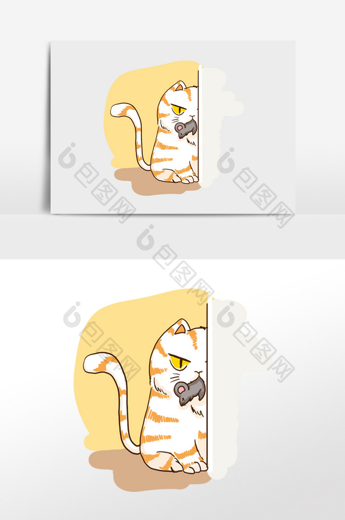 二次元表情包卡通漫画可爱吃老鼠猫猫 图片下载 包图网
