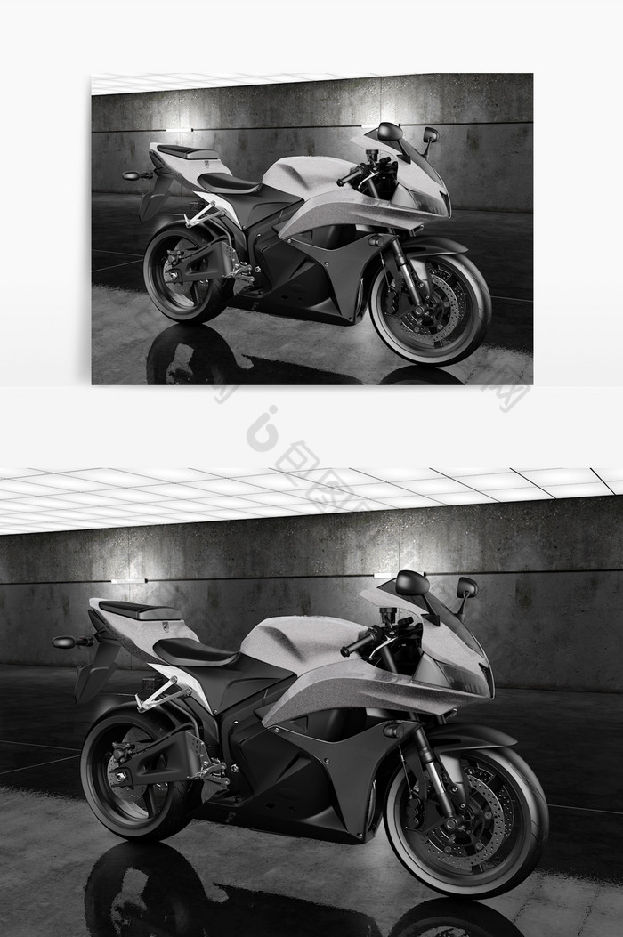 C4D模型银黑摩托标准渲染器图片图片