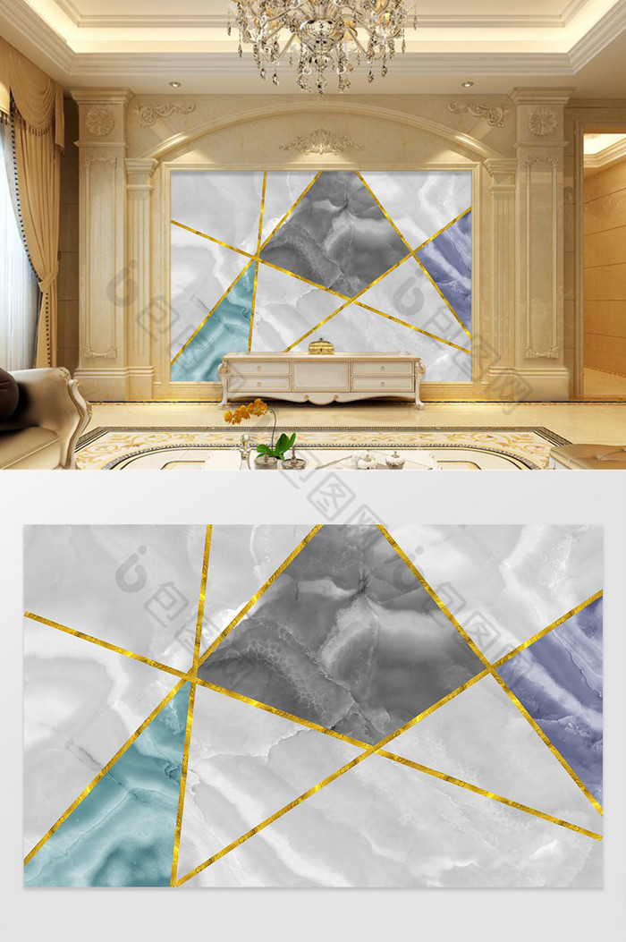 大理石纹几何抽象新中式背景墙图片图片