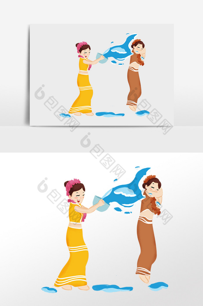 傣族泼水节泼水女士插画图片图片
