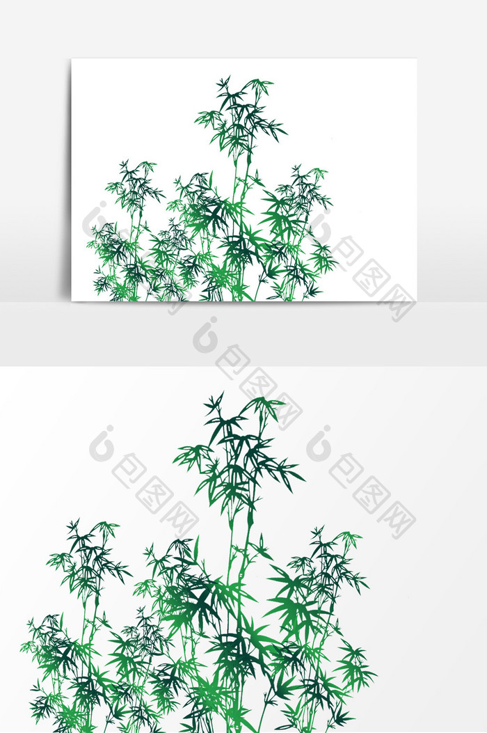 绿色渐变植物竹子装饰元素