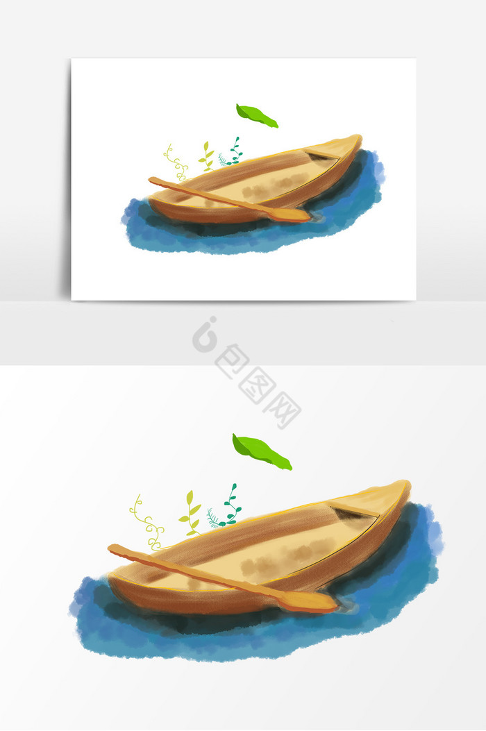 小船植物装饰图片