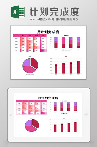 计划完成度excel模板图片