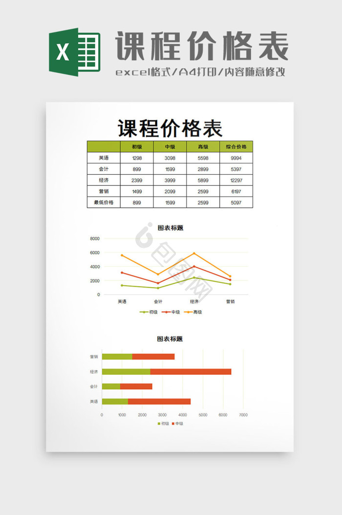 excel价格表模板大全-excel价格表模板图片-包图网