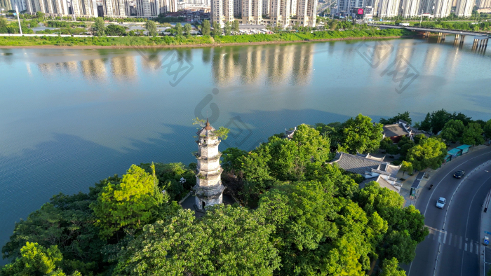 航拍江西上饶信江五桂塔图片-包图网企业站