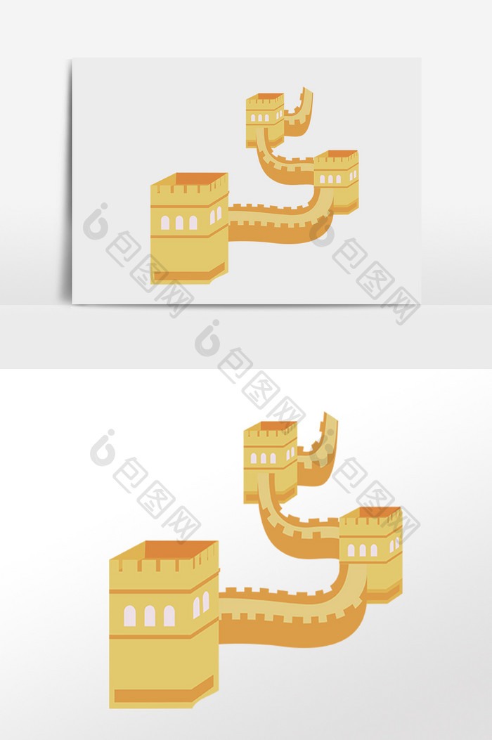 手绘著名城市长城建筑插画