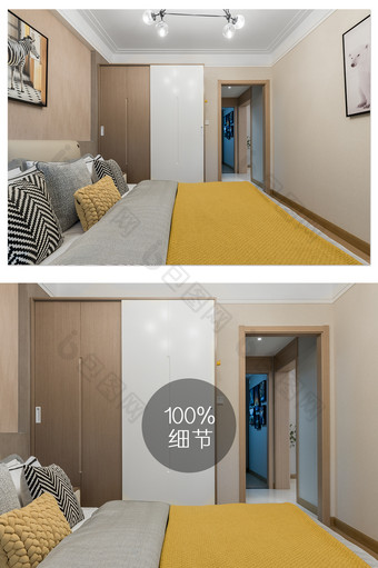 淡雅清新的地产卧室摄影图图片