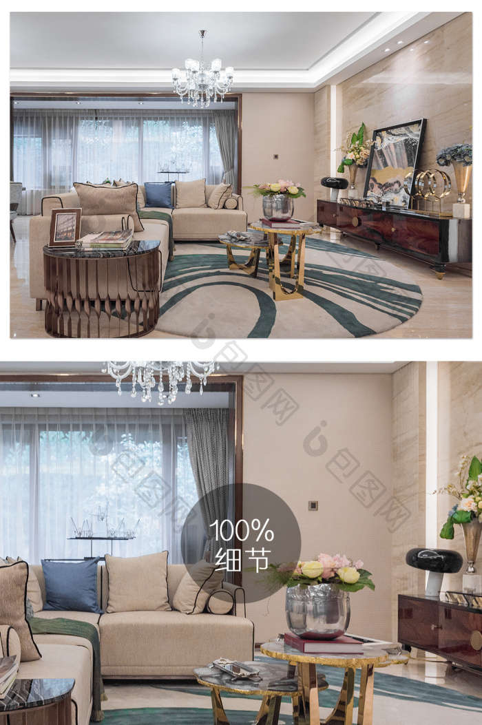 精致奢华的地产客厅摄影图图片-包图网
