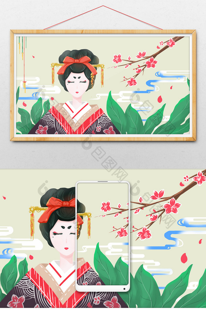 浮世绘唯美华丽日本妇女gif插画