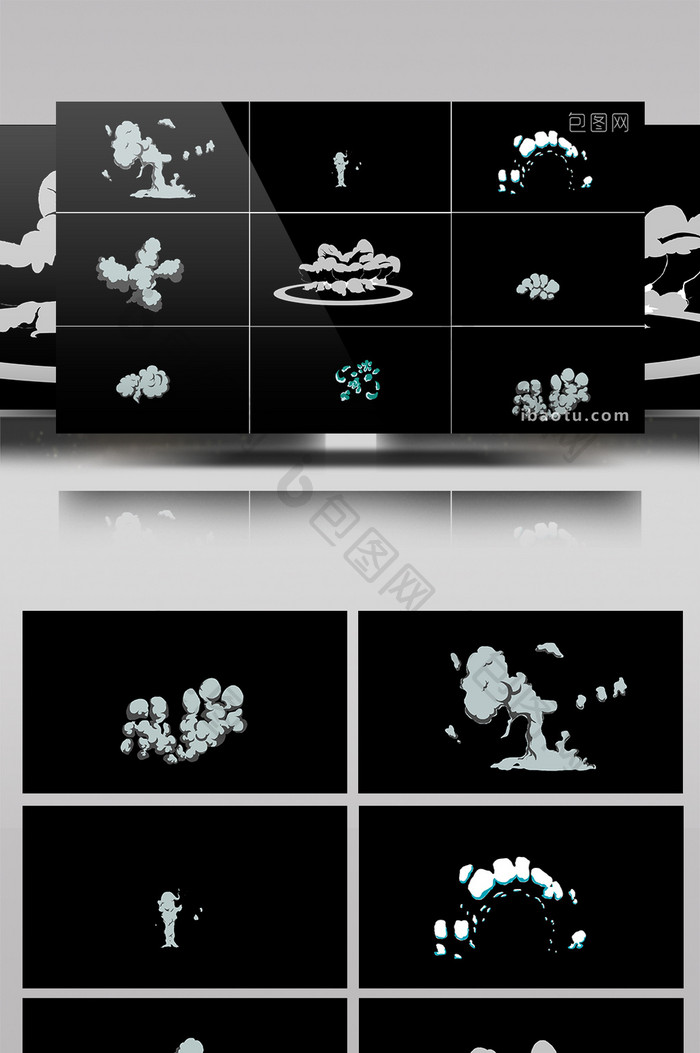 10组4K带通道卡通爆炸烟雾视频素材
