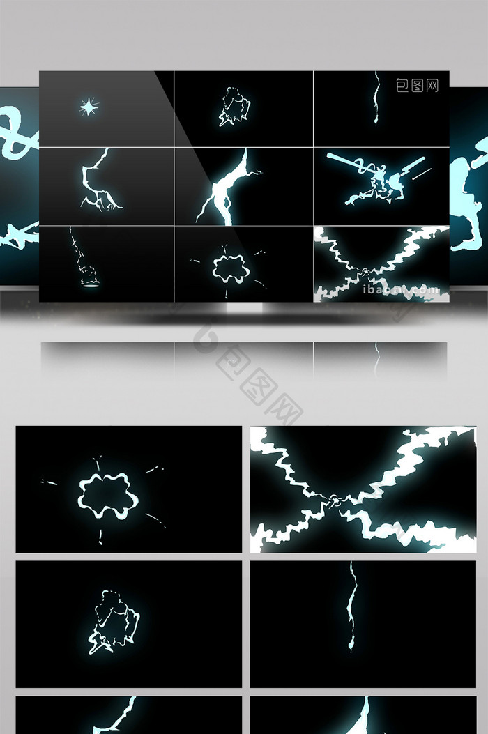 10组4K带通道卡通闪电电流视频素材