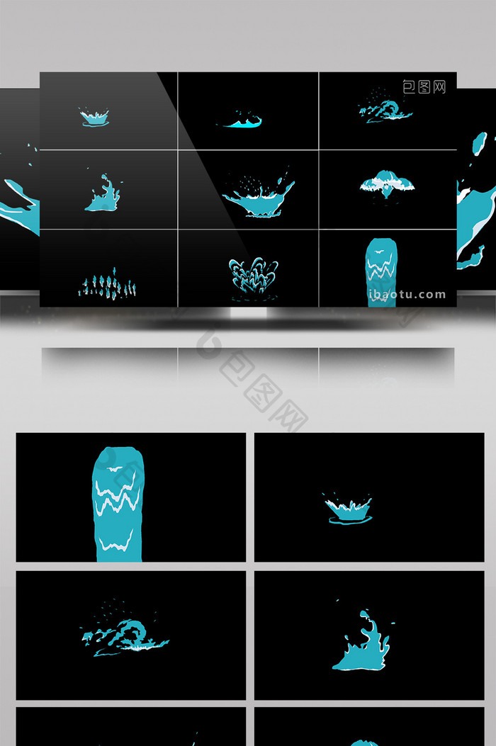 10组4K带通道卡通水流体视频素材