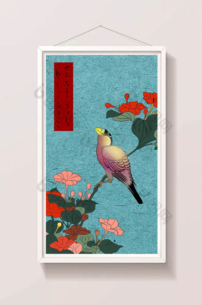 浮世绘鲜花花卉画眉鸟类传统工笔gif插画